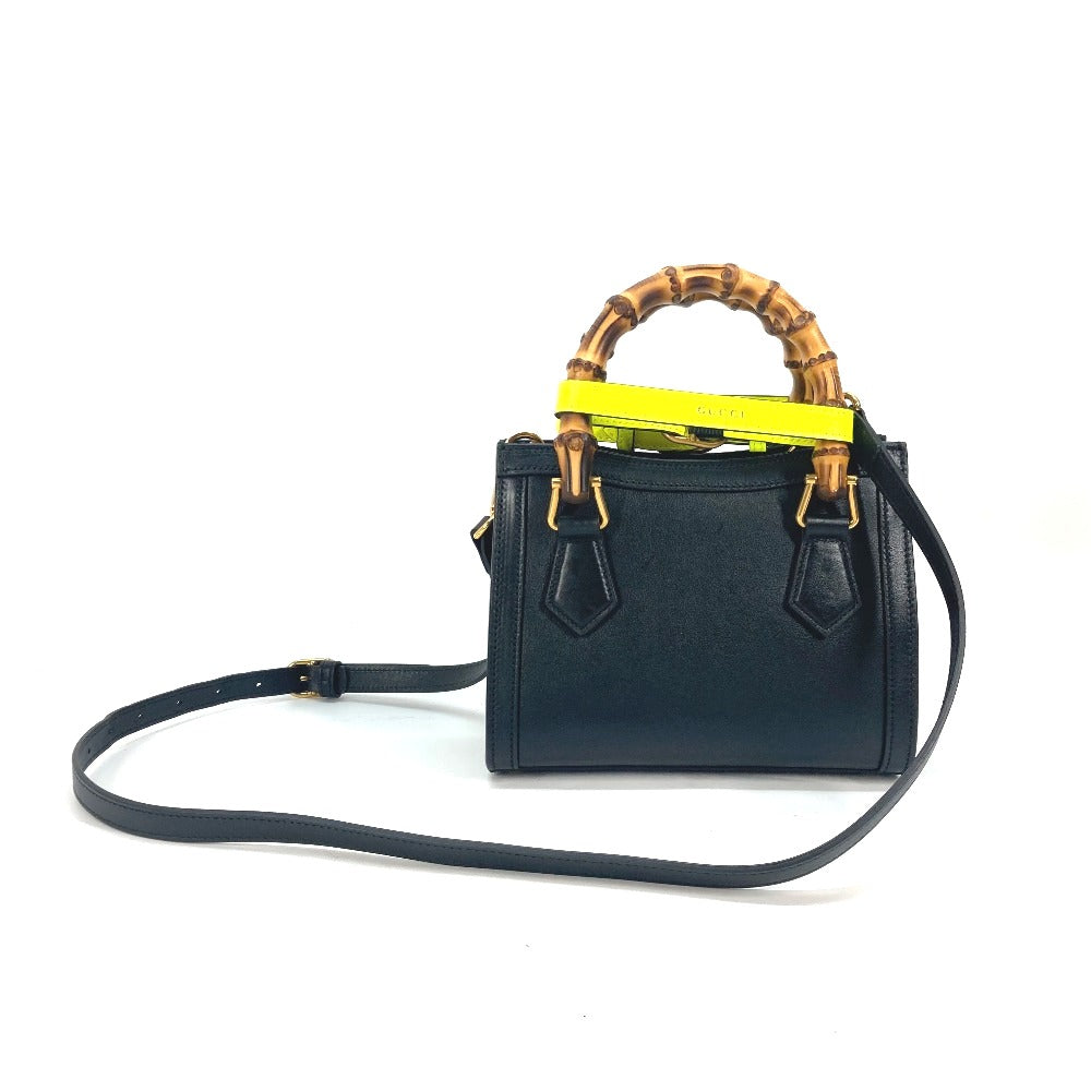 GUCCI Tote Bag 655661 leather black Neon color strap included Diana Mini Bamboo Women Used
