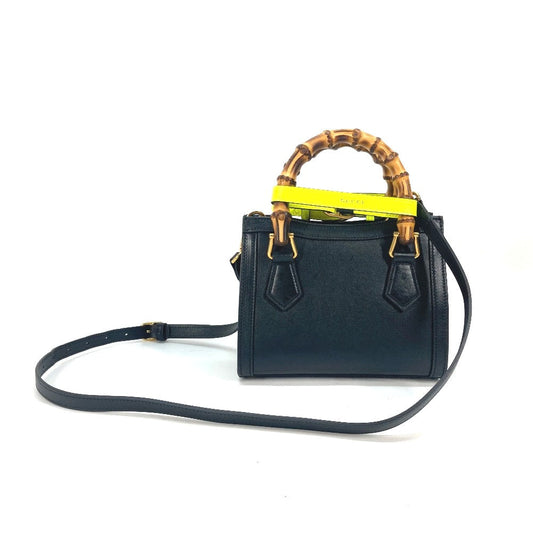 GUCCI Tote Bag 655661 leather black Neon color strap included Diana Mini Bamboo Women Used