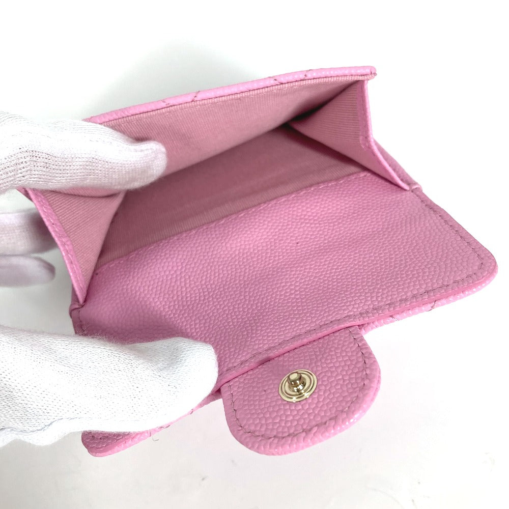 CHANEL Trifold wallet AP0230 Caviar skin pink Matrasse Classic Women Used