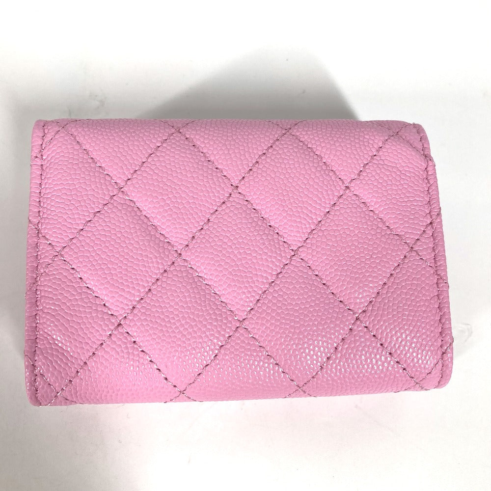CHANEL Trifold wallet AP0230 Caviar skin pink Matrasse Classic Women Used
