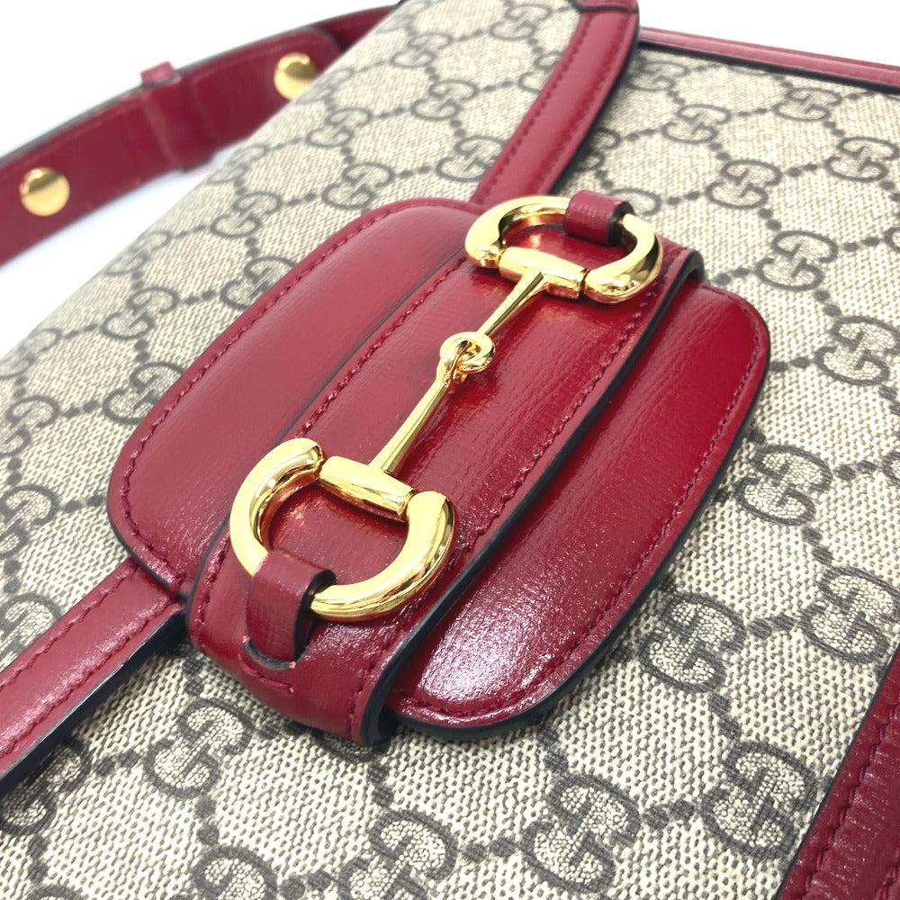 GUCCI Shoulder Bag 602204 GG Supreme canvas, leather beige GG Supreme Horsebit 1955 Women Used