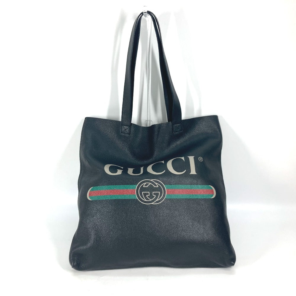 GUCCI Tote Bag 572768 leather black Sherry line Logo print unisex(Unisex) Used