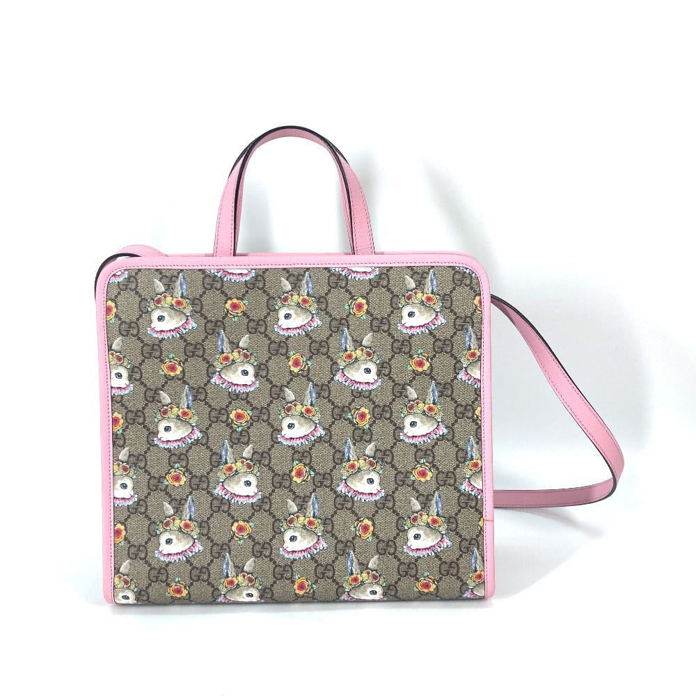 GUCCI Tote Bag 630542 GG canvas Beige x pink Children's Rabbit Yuko Higuchi Kids Used