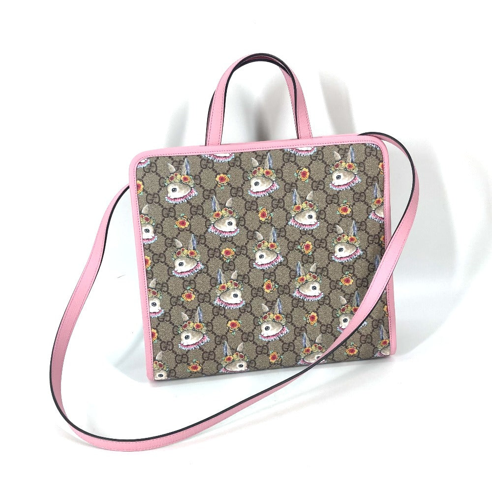 GUCCI Tote Bag 630542 GG canvas Beige x pink Children's Rabbit Yuko Higuchi Kids Used