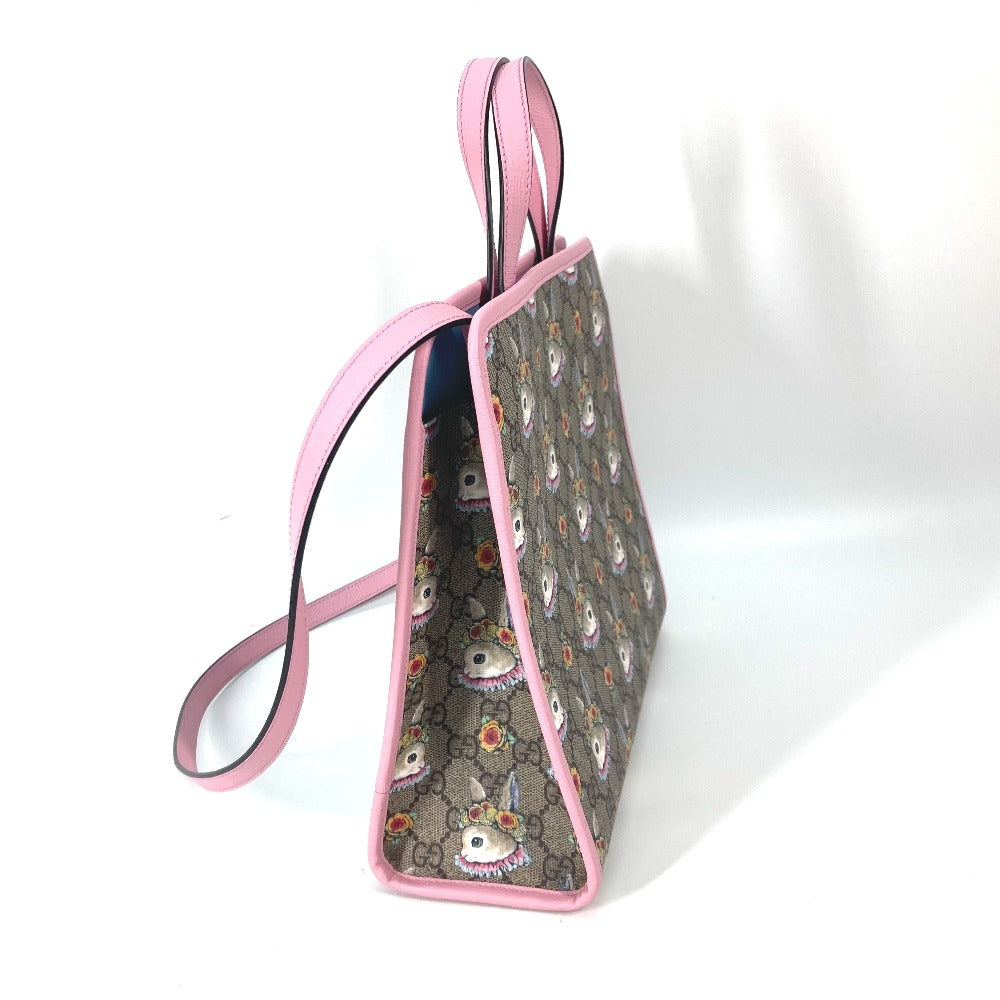 GUCCI Tote Bag 630542 GG canvas Beige x pink Children's Rabbit Yuko Higuchi Kids Used