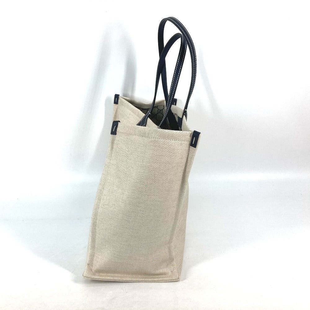 GUCCI Tote Bag 772176 Canvas leather Beige typex black Japan limited JAPAN logo print Women Used