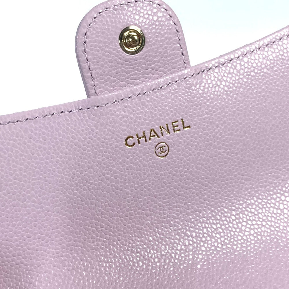 CHANEL Long Wallet Purse AP0241 Caviar skin Light purple CC COCO Mark Classic Quilted Matelasse