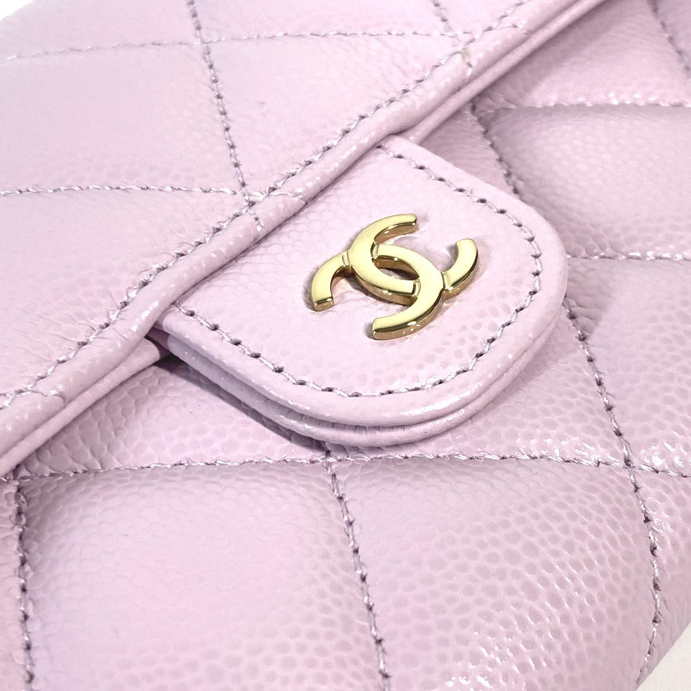 CHANEL Long Wallet Purse AP0241 Caviar skin Light purple CC COCO Mark Classic Quilted Matelasse