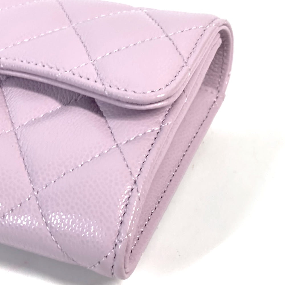 CHANEL Long Wallet Purse AP0241 Caviar skin Light purple CC COCO Mark Classic Quilted Matelasse