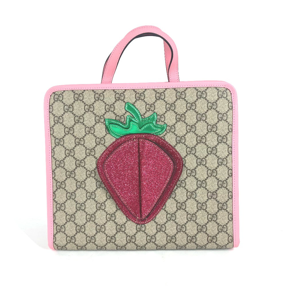 GUCCI Handbag 630589 GG Supreme canvas, leather pink Chilled license GG Supreme Strawberry Strawberry Glitter Kids Used
