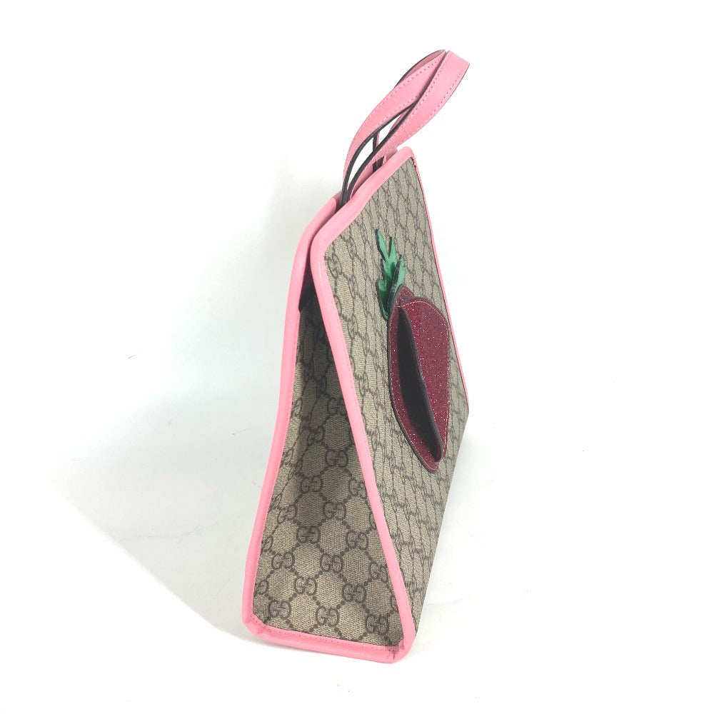 GUCCI Handbag 630589 GG Supreme canvas, leather pink Chilled license GG Supreme Strawberry Strawberry Glitter Kids Used