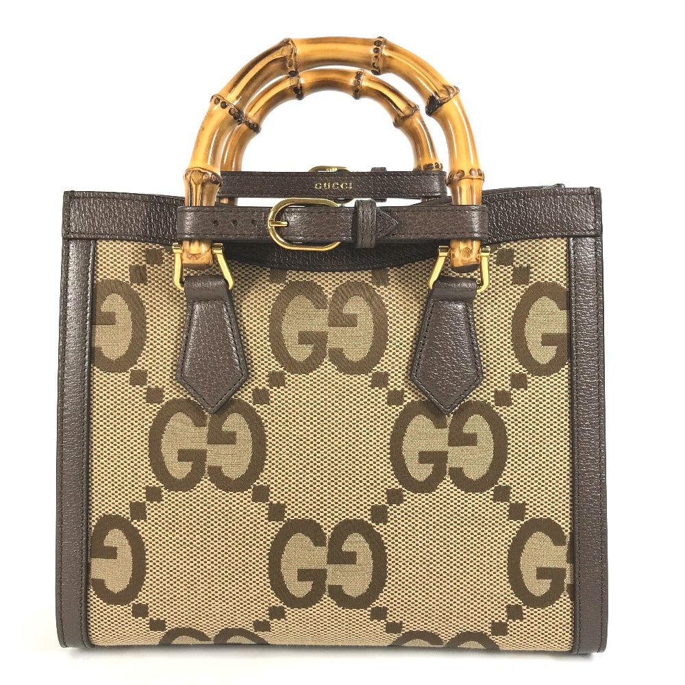 GUCCI Shoulder Bag 660195 GG canvas / leather beige Gucci Diana Bamboo Jumbo GG Small Tote Bag Women Used
