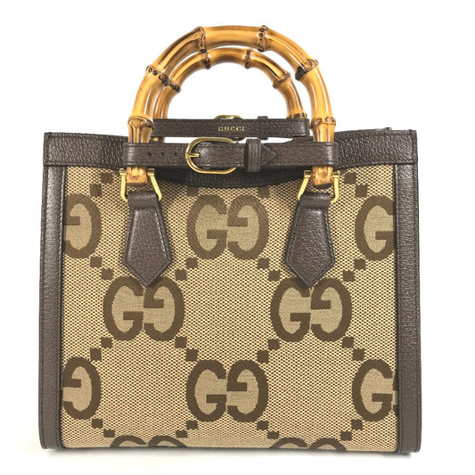 GUCCI Shoulder Bag 660195 GG canvas / leather beige Gucci Diana Bamboo Jumbo GG Small Tote Bag Women Used