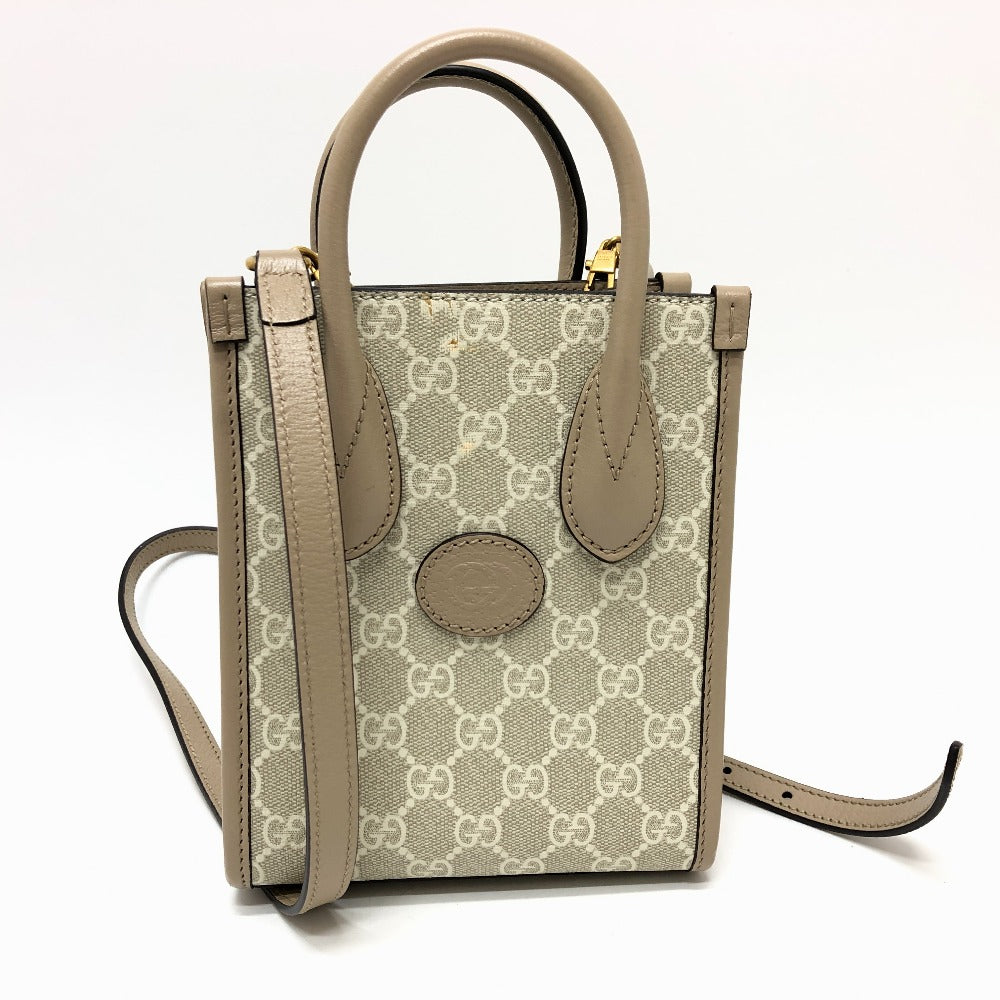 GUCCI Shoulder Bag 671623 GG Supreme Canvas light beige GG Supreme Interlocking G Mini Tote Bag Women Used