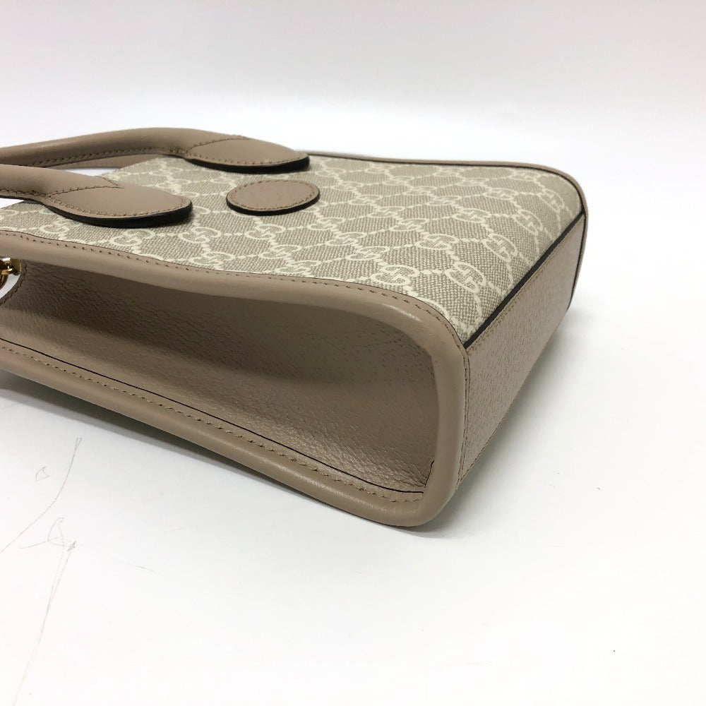 GUCCI Shoulder Bag 671623 GG Supreme Canvas light beige GG Supreme Interlocking G Mini Tote Bag Women Used