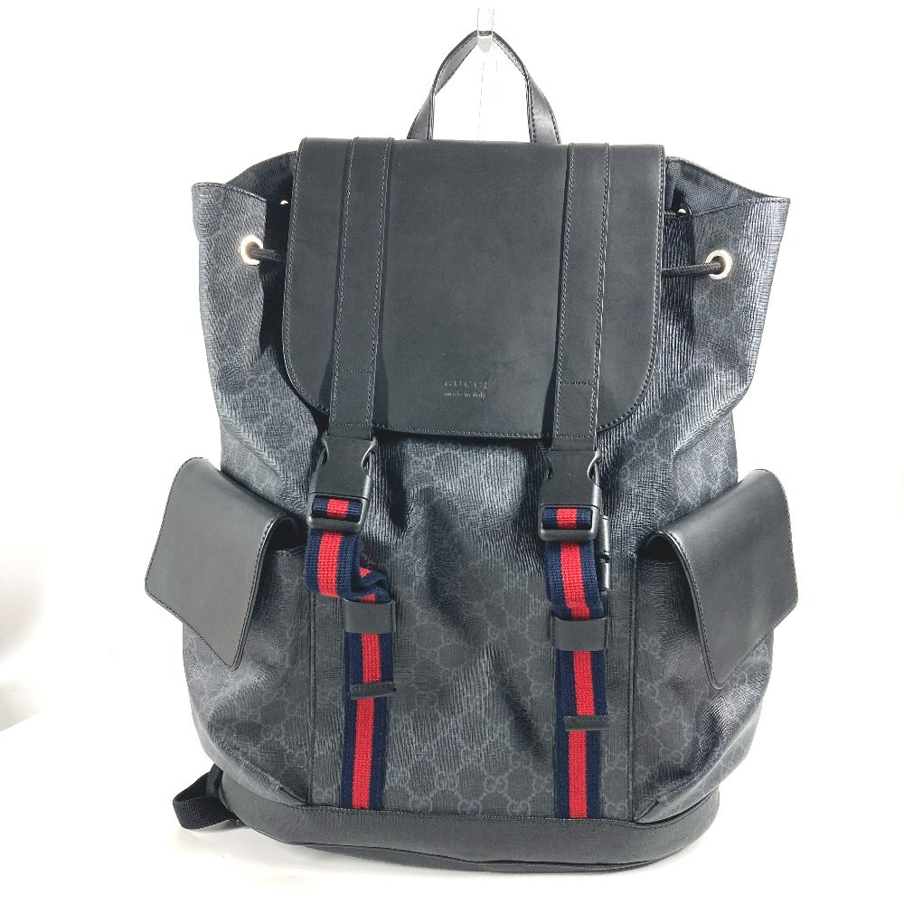 GUCCI Backpack 49556 GG Supreme Canvas black GG Supreme Tiger mens Used