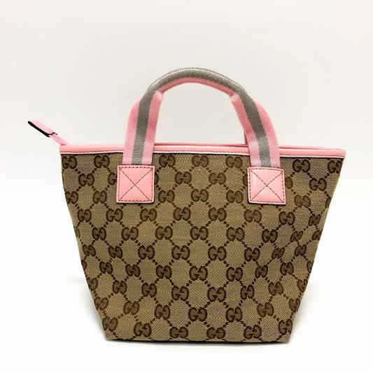 GUCCI Tote Bag 284728 GG canvas Brown x pink Chilled license GG Shelly line Women Used