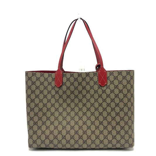 GUCCI Tote Bag 368568 GG Supreme canvas, leather Red x beige GG Supreme Reversible Medium Women Used