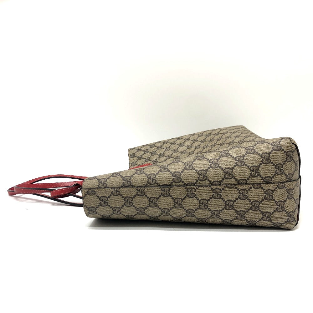 GUCCI Tote Bag 368568 GG Supreme canvas, leather Red x beige GG Supreme Reversible Medium Women Used