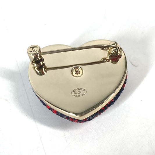 CHANEL Brooch tweed Navy x red B22K Heart COCO Mark CC