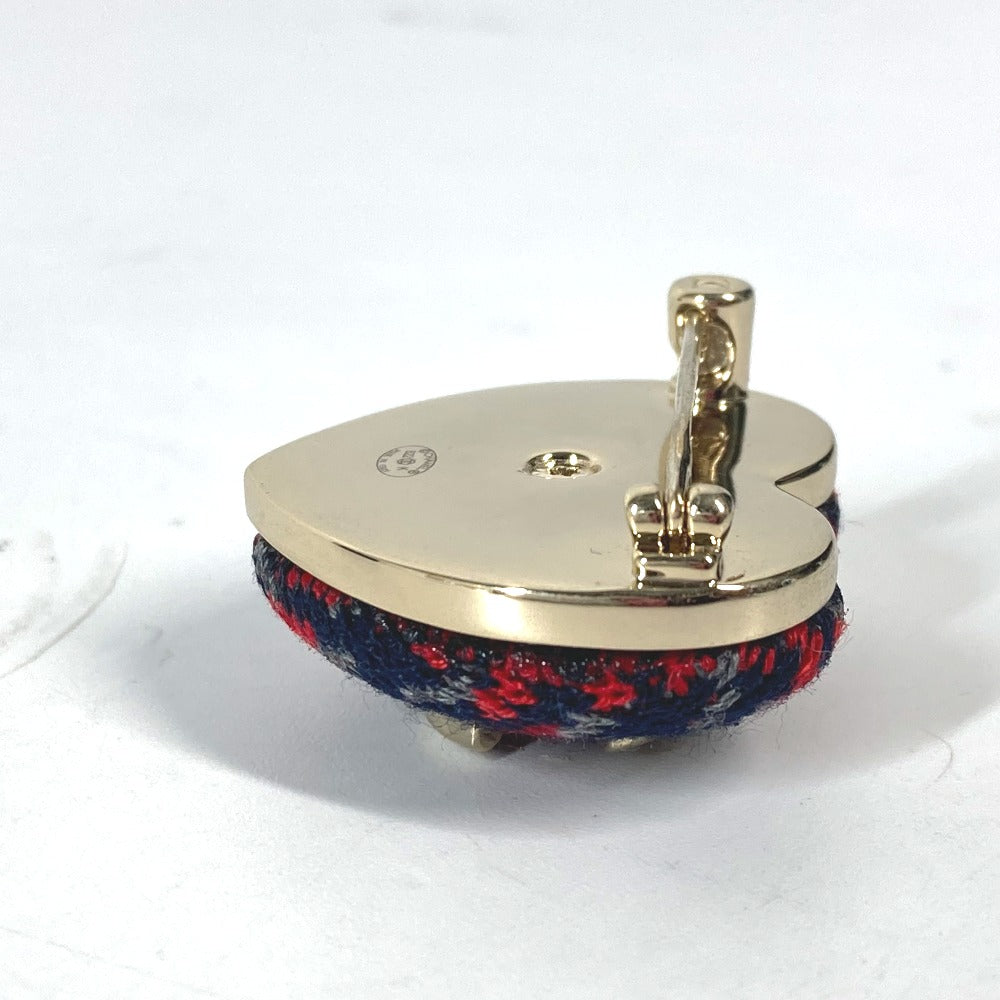 CHANEL Brooch tweed Navy x red B22K Heart COCO Mark CC