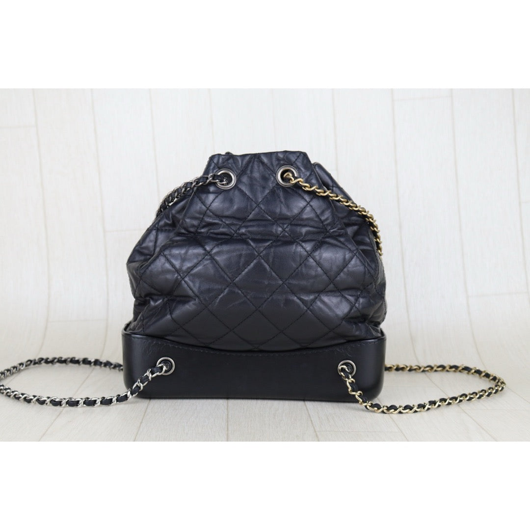 Good ( Rank AB)｜CHANE Calf Leather Gabrielle Aged Backpack PM Black Made in 2018Year｜H25063009