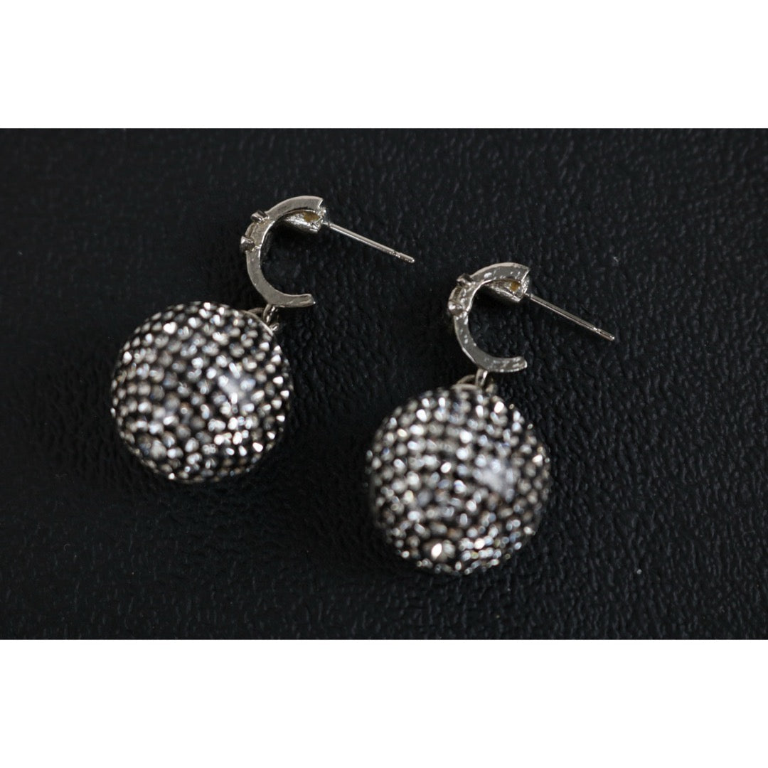 Excellent（Rank SA）｜ CHANEL Coco Mark Rhinestone disco ball Earrings Silver｜X25012305