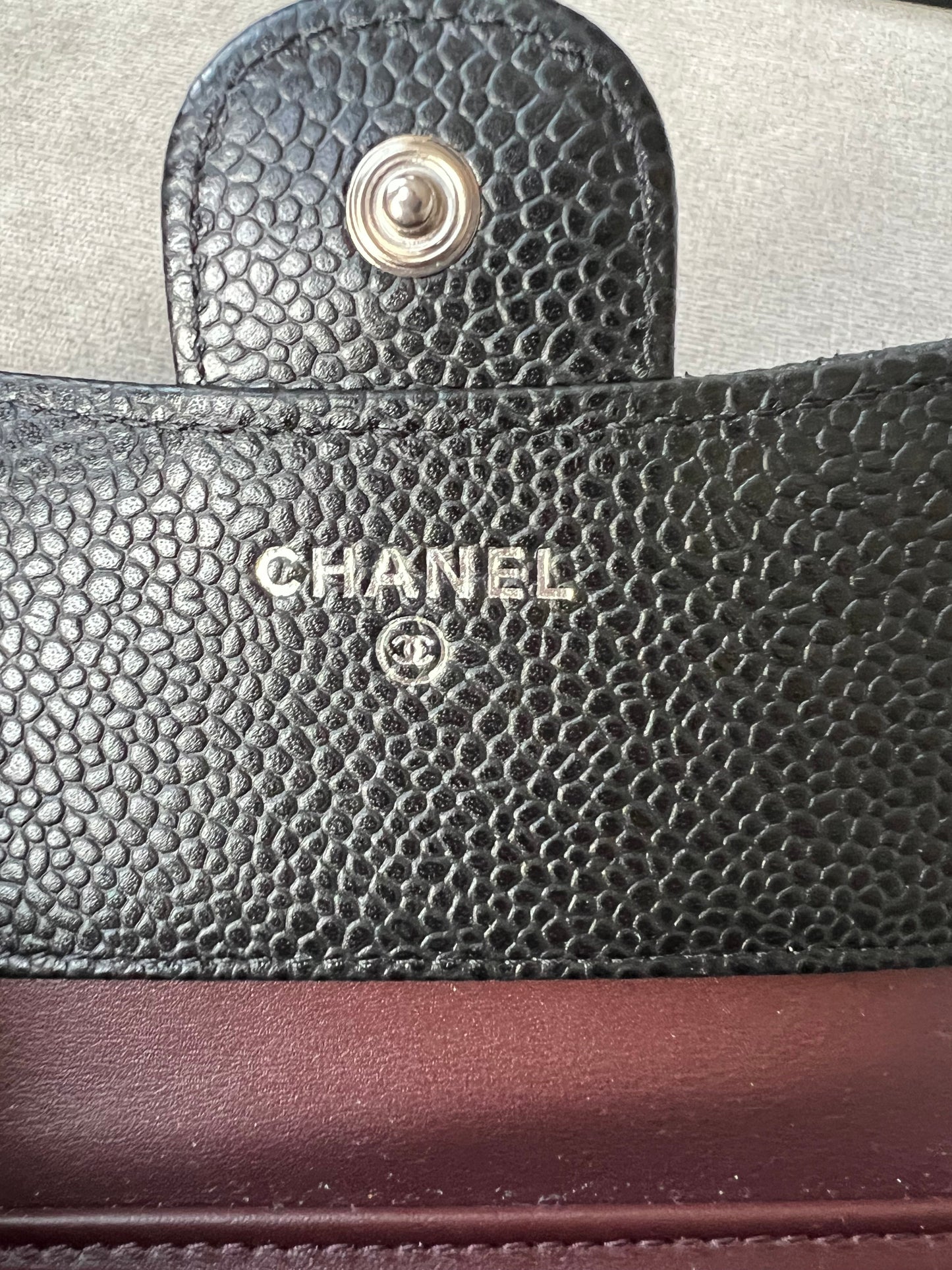 Chanel Black Caviar Classic Small Flap Wallet with Silver Hardware