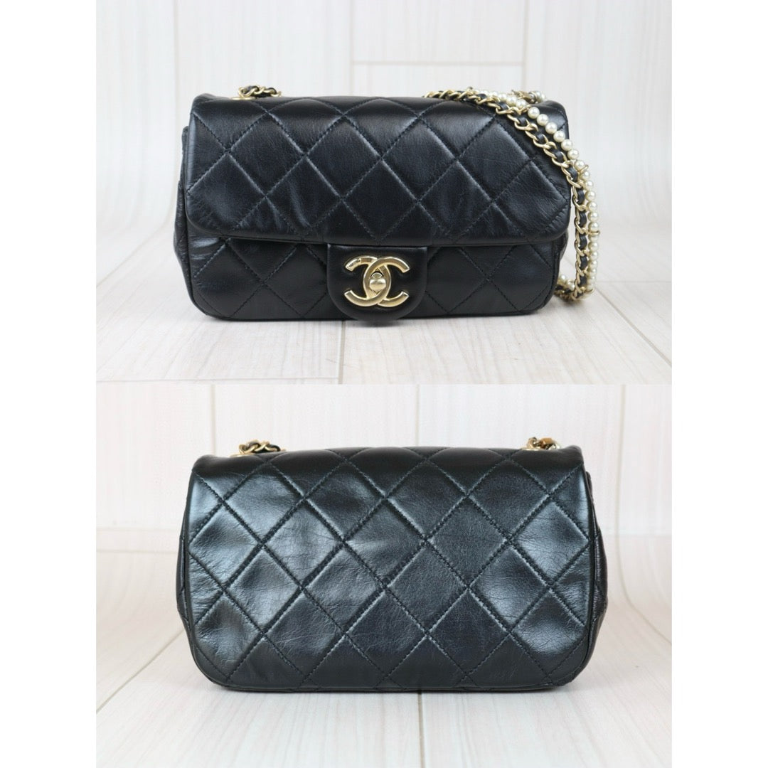 Very Good ( Rank A) ｜ CHANEL Matrasse Lamb Skin Mini Pearl Chain Bag Made in 2020-2021 Year｜S24082001