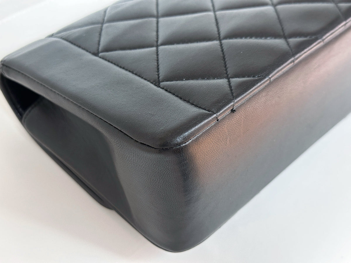 Chanel Small Vintage Diana Lambskin Should Flap Bag Black 3541 holo card