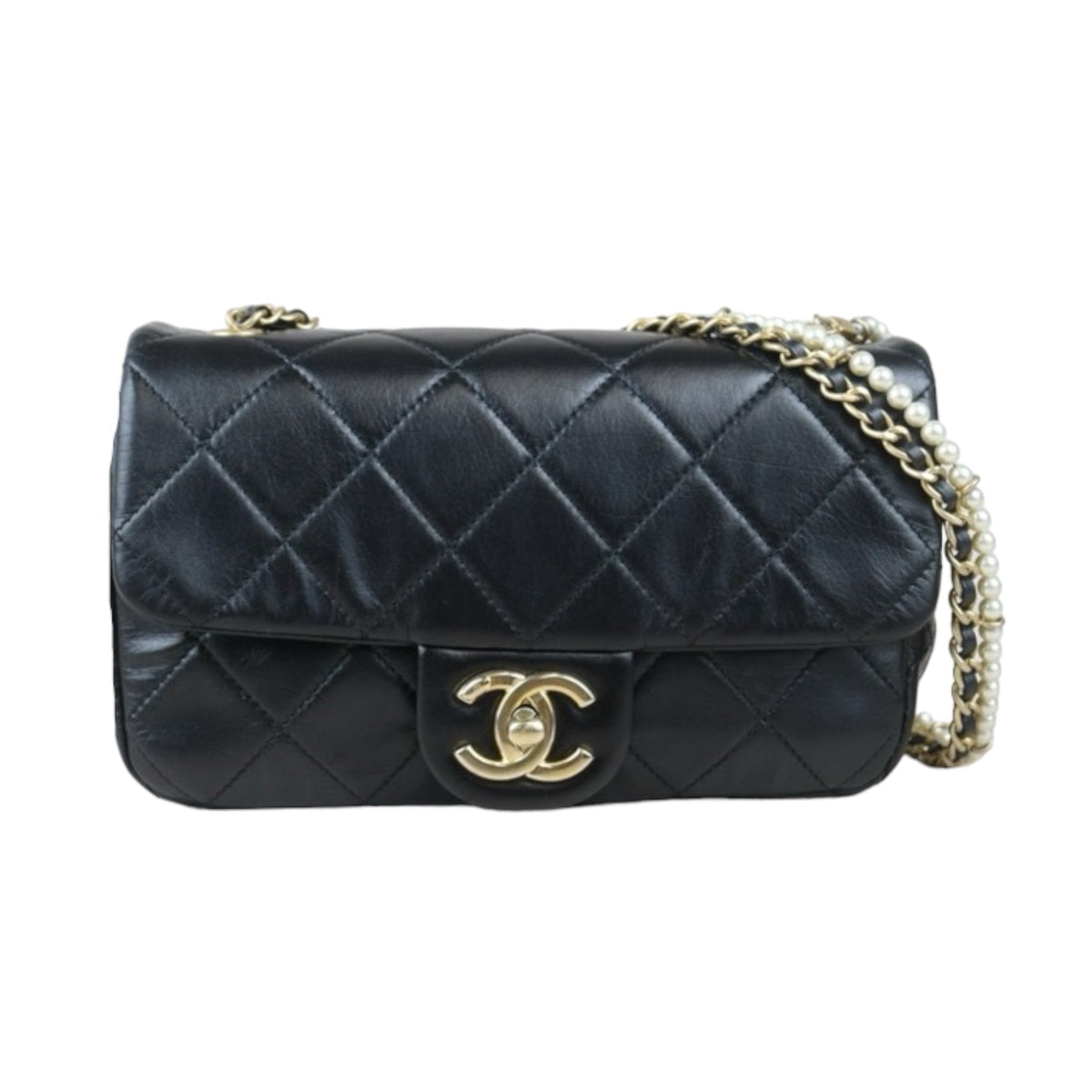 Very Good ( Rank A) ｜ CHANEL Matrasse Lamb Skin Mini Pearl Chain Bag Made in 2020-2021 Year｜S24082001