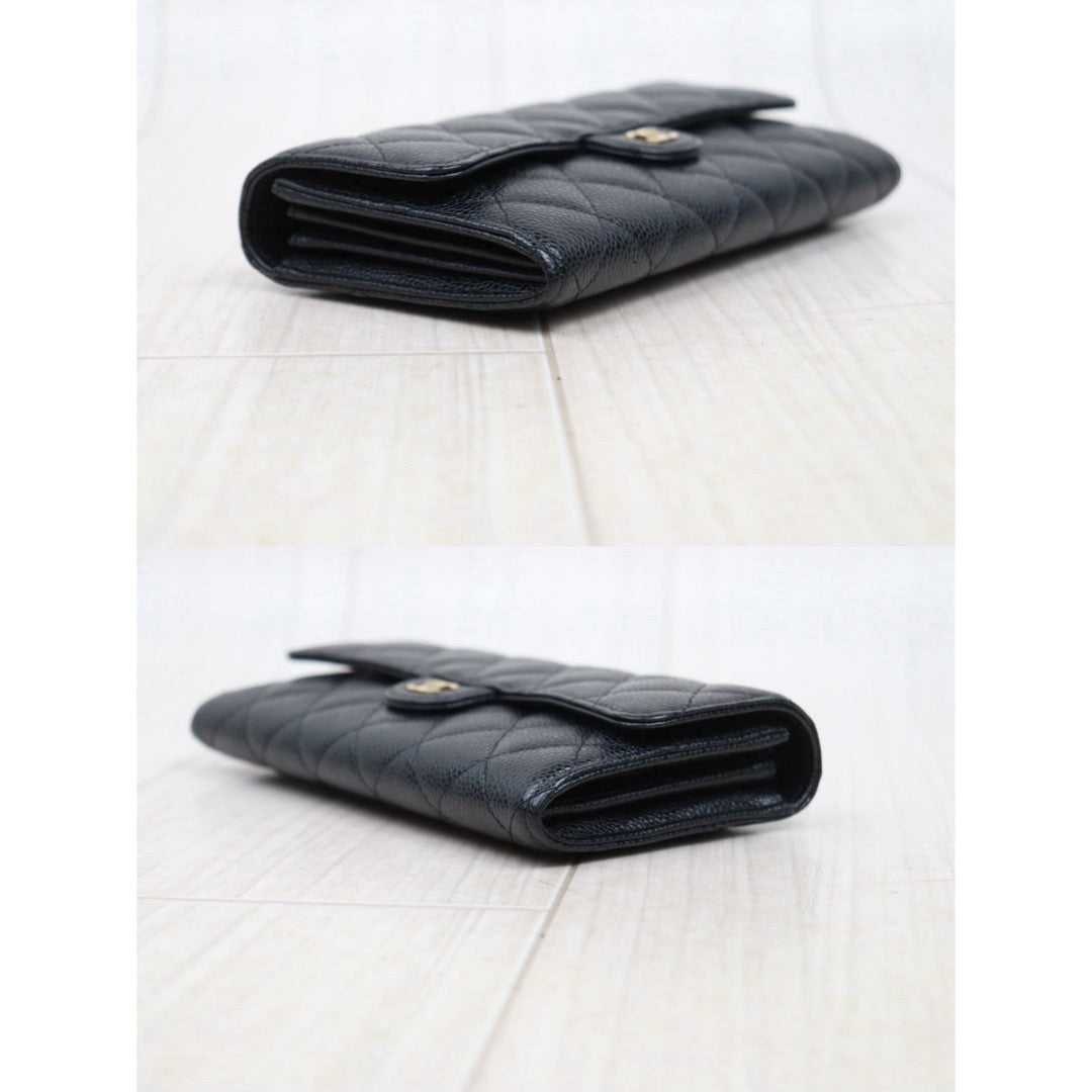 Very Good ( Rank A) ｜CHANEL Caviar Skin Black Long Wallet Made In 2017Year｜25051512