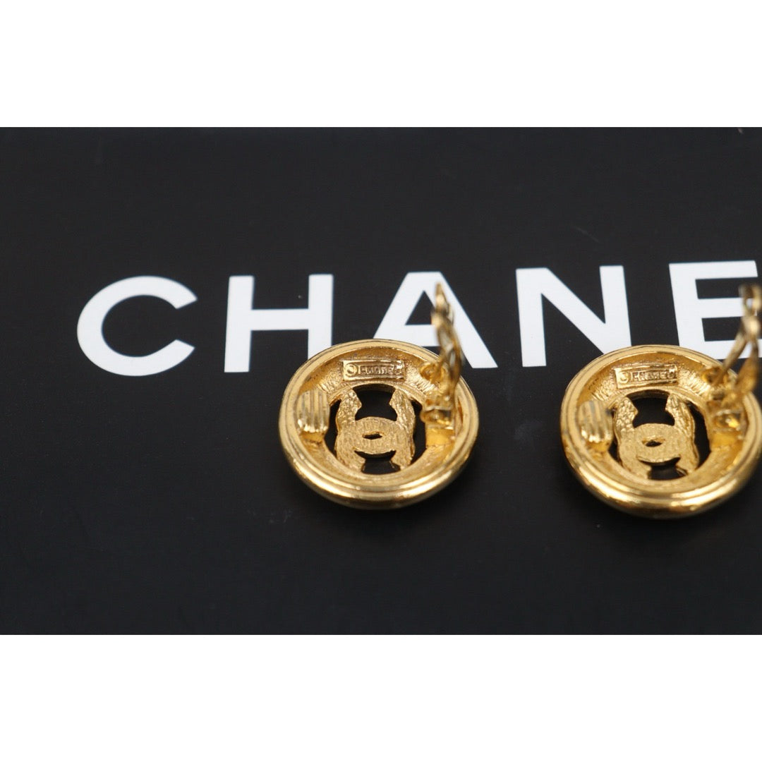Very Good ( Rank A) ｜CHANEL Coco Mark Gold 24 Plated Round Earrings｜25052920