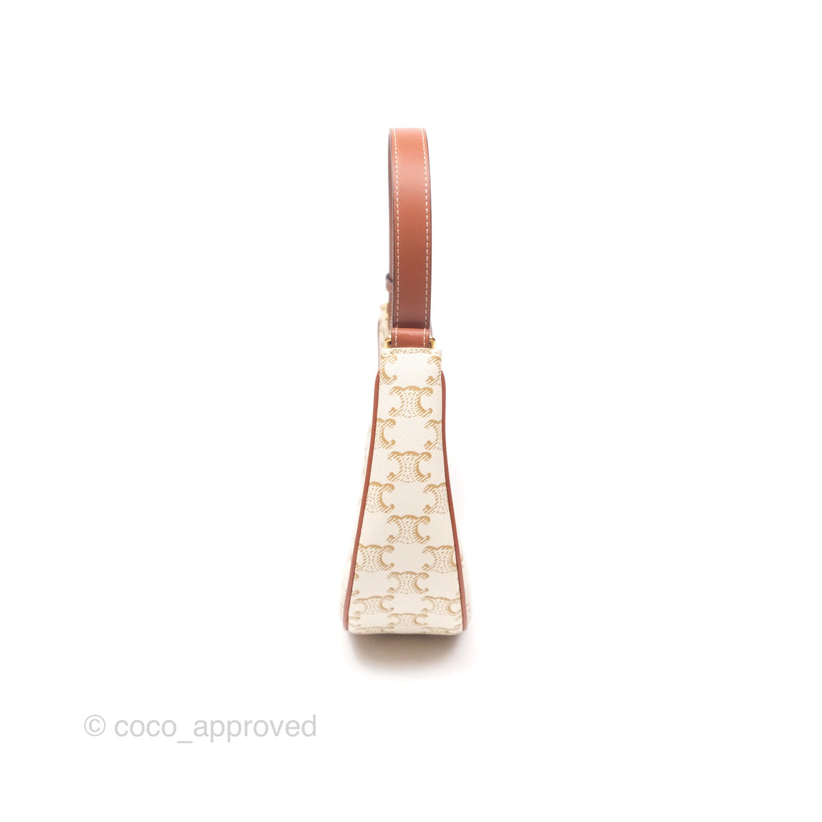 Celine Ava Bag In Triomphe Canvas Calfskin White