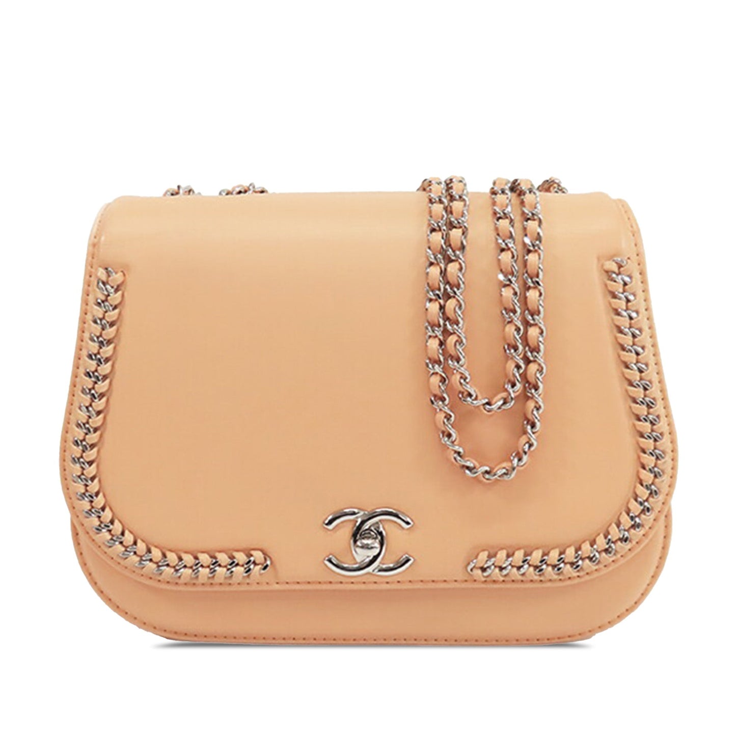 Tan Chanel Small Calfskin Braided Chic Flap Shoulder Bag