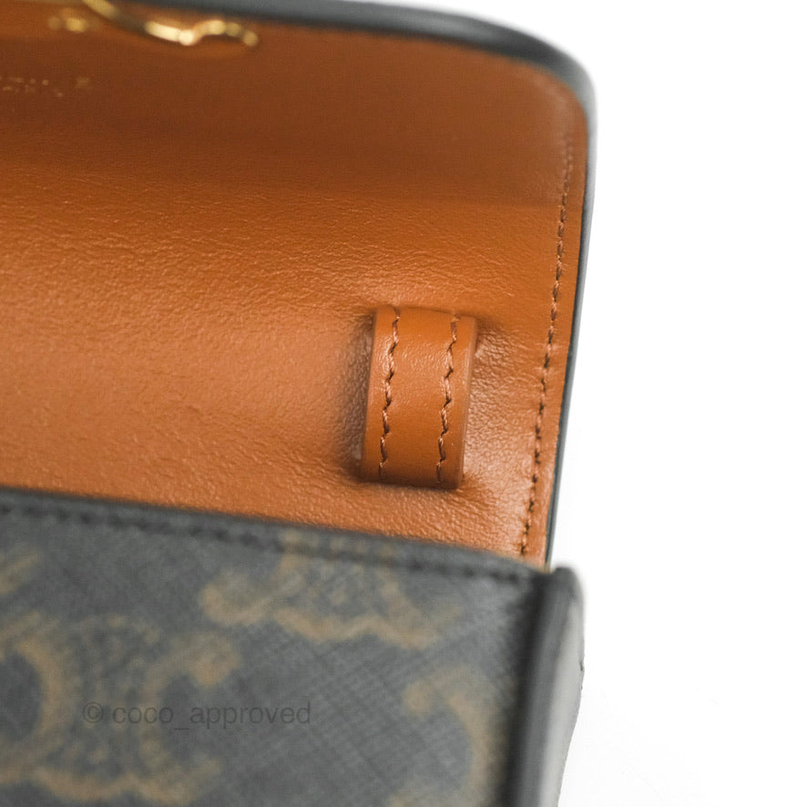 Celine Tan Canvas Calfskin Mini Triomphe
