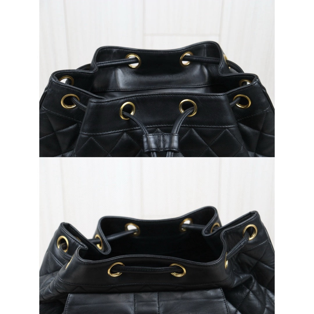 Good ( Rank AB)｜CHANEL  Lamb Skin Duma Backpack  Black Made in 1991-1994Year｜Y25022710
