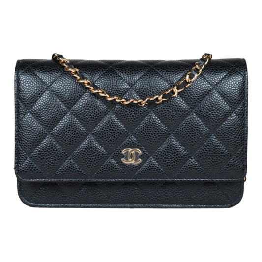 Rank SA｜ CHANEL Matelasse Caviar Skin Chain Wallet Black Gold Hardware Made in 2020-2021 Year ｜S24061101