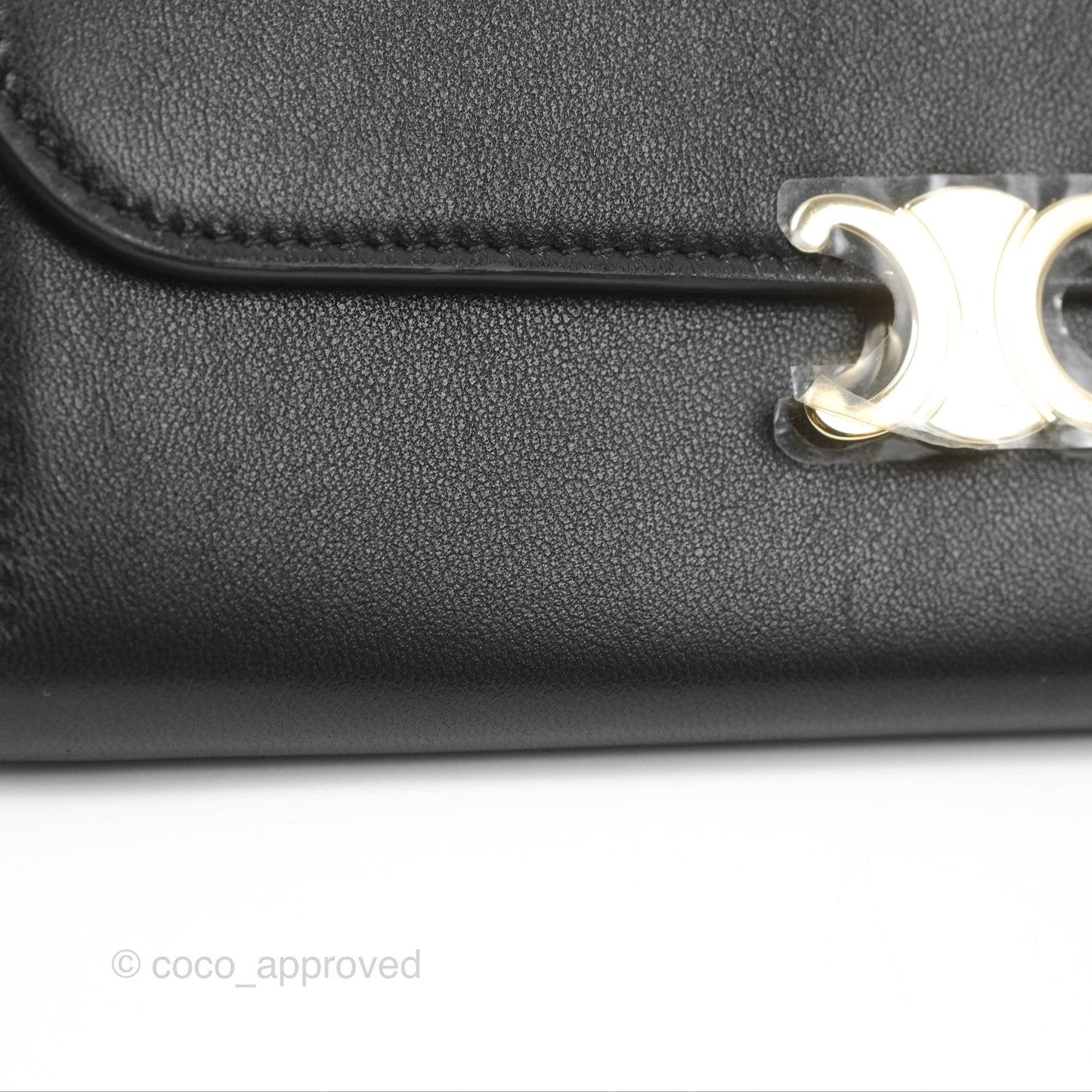 Celine Large Wallet Triomphe in Shiny Calfskin Black Gold Hardware