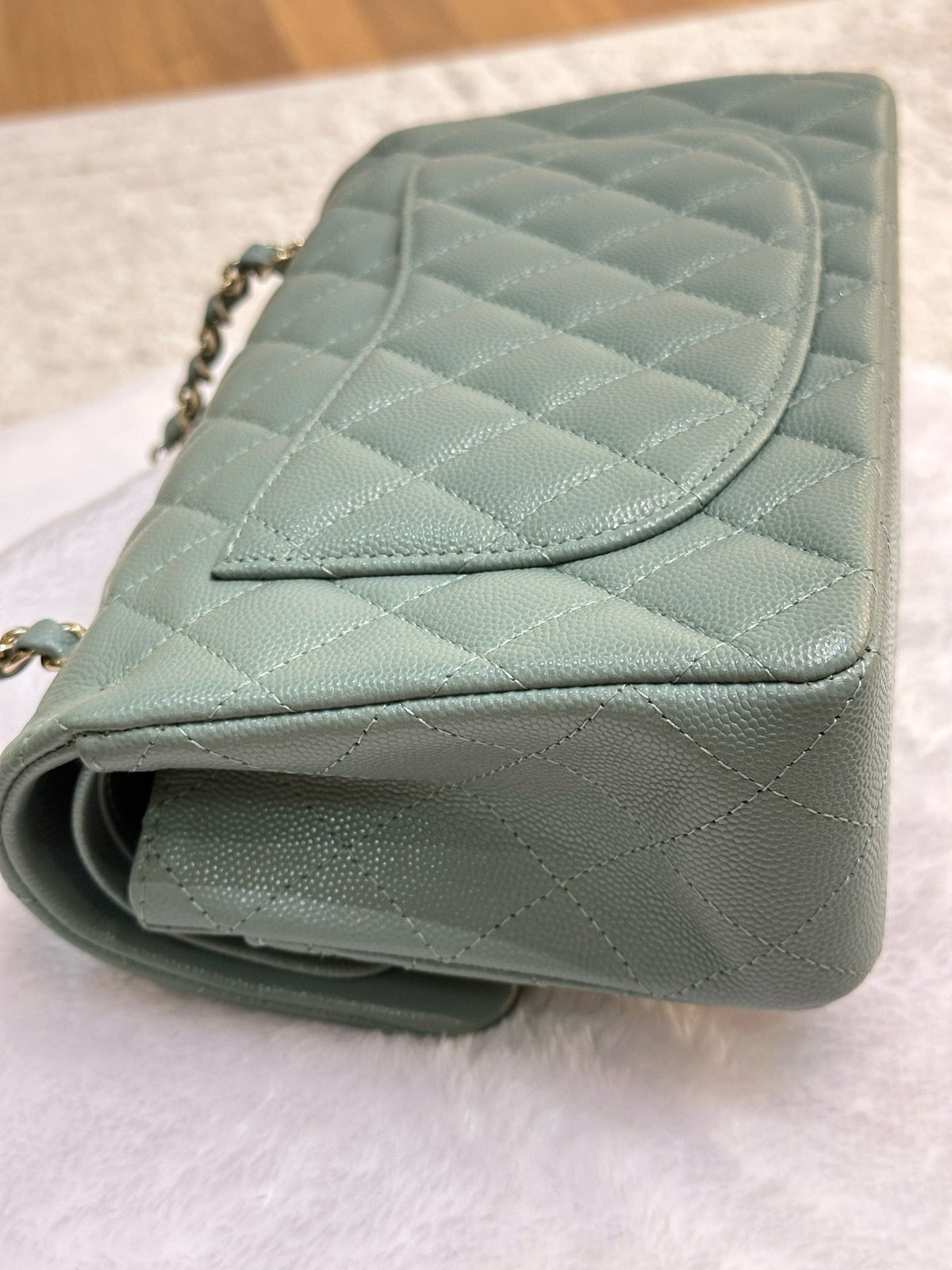 Chanel Small Caviar Quilted Double Flap Dark Green 22C