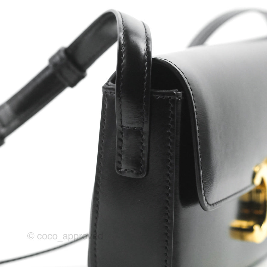 Celine Triomphe Shoulder Bag Black Calfskin