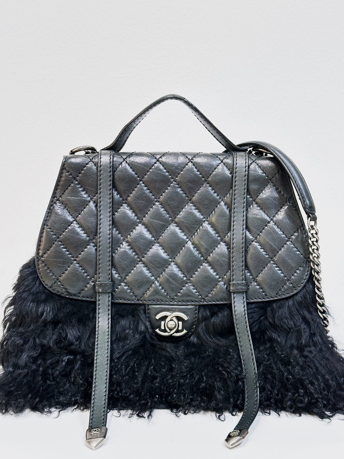 Chanel Paris-Dallas Double Flap Bag Quilted Calfskin and Fur Large