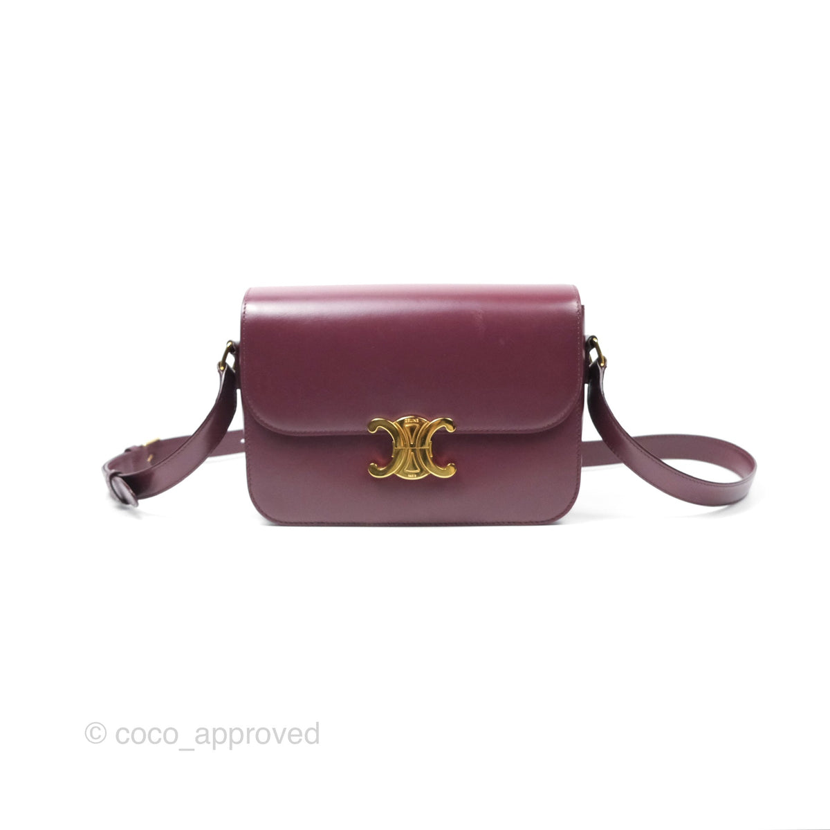Celine Medium Triomphe Acai Burgundy Shiny Calfskin