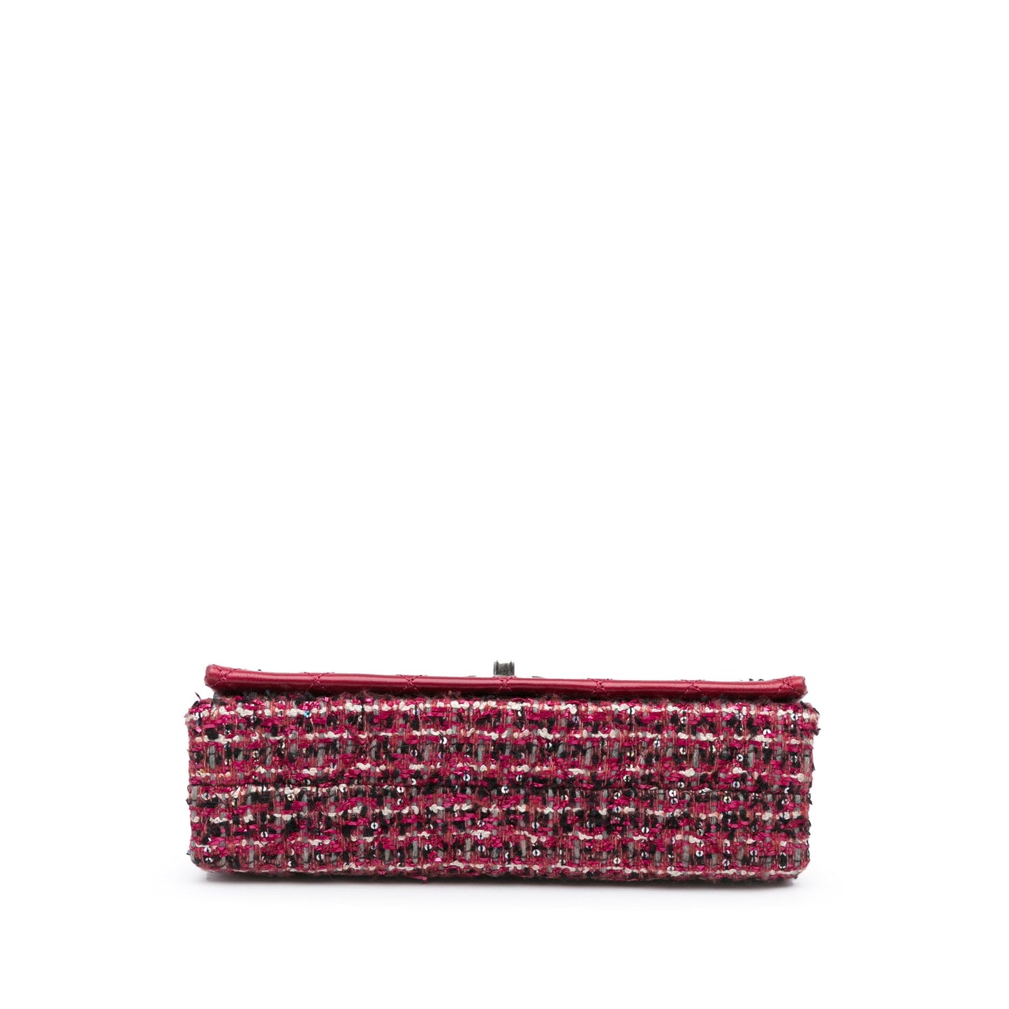 Red Chanel CC Lambskin and Tweed Flap Crossbody Bag