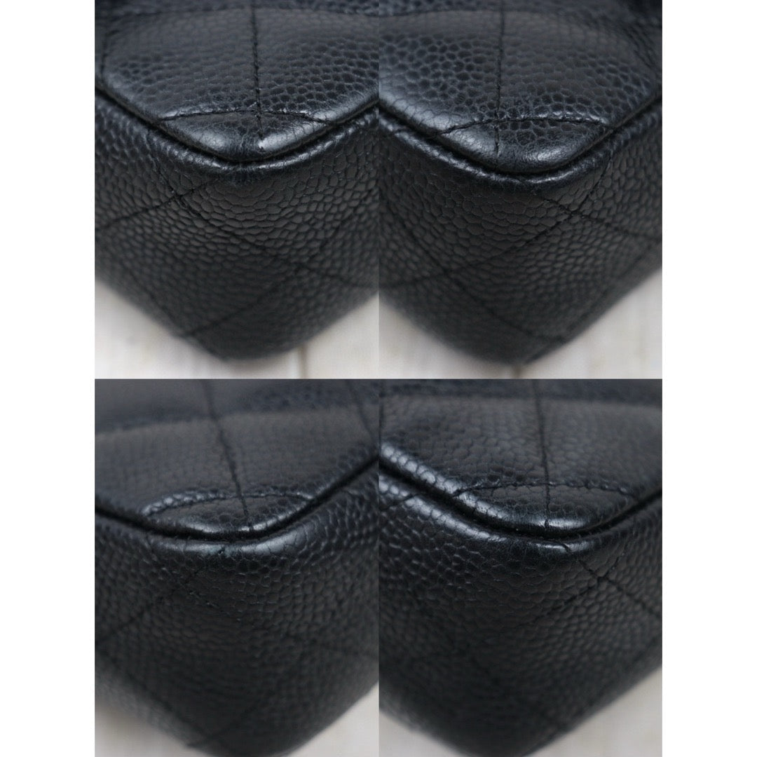 Good ( Rank AB)｜ CHANEL Caviar Skin Matrasse Single Flap 25 Shoulder Bag Black Made In 2006-2008 Year  ｜V25021909