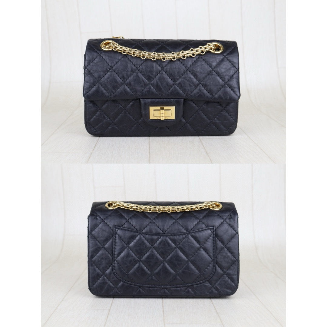Very Good ( Rank A)｜ CHANEL 2.55 Matelasse Mini 20 Black Chain Shoulder Bag Gold Hardware Made in 2019-2020 Year｜S25030201
