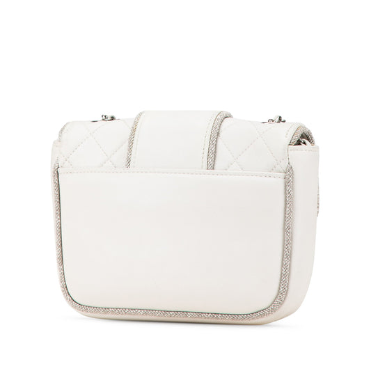 White Chanel Mini Quilted Lambskin Lurex Elementary Chic Flap Crossbody Bag