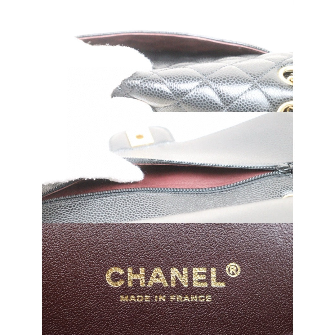 Very Good ( Rank A)｜ Full Set  CHANEL Caviar Skin Matrasse Double Flap 25 Shoulder Bag Black Made In 2020 Year｜S25030103