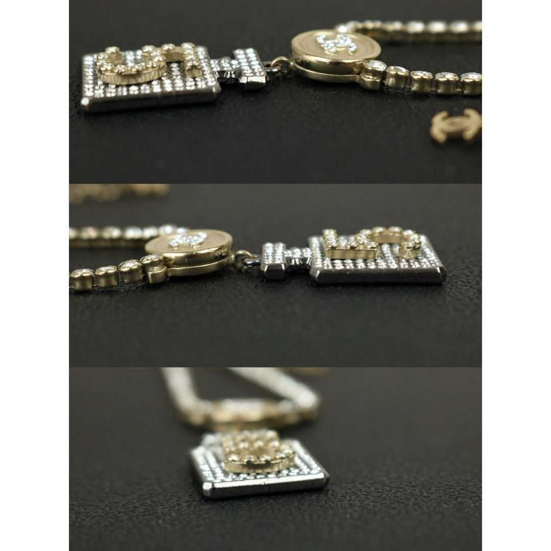 Very Good ( Rank A)｜ CHANEL Crystal Charm 5 Perfume Bottle Gold Chain Chocker Necklace｜F25012311