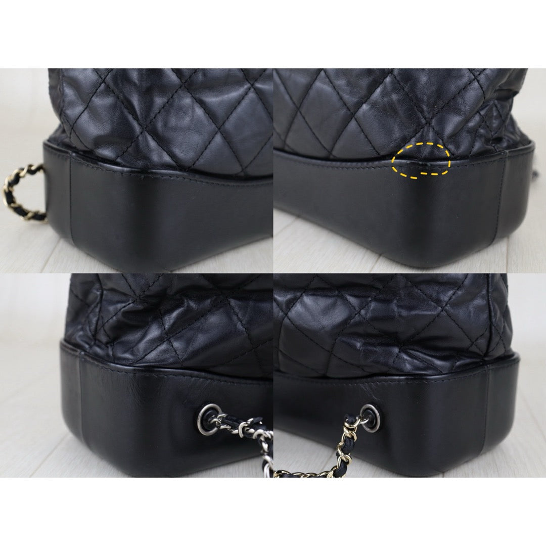 Good ( Rank AB)｜CHANE Calf Leather Gabrielle Aged Backpack PM Black Made in 2018Year｜H25063009